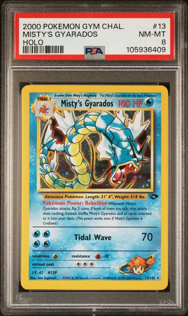 2000 POKEMON GYM CHALLENGE #13 MISTY'S GYARADOS HOLO PSA 8