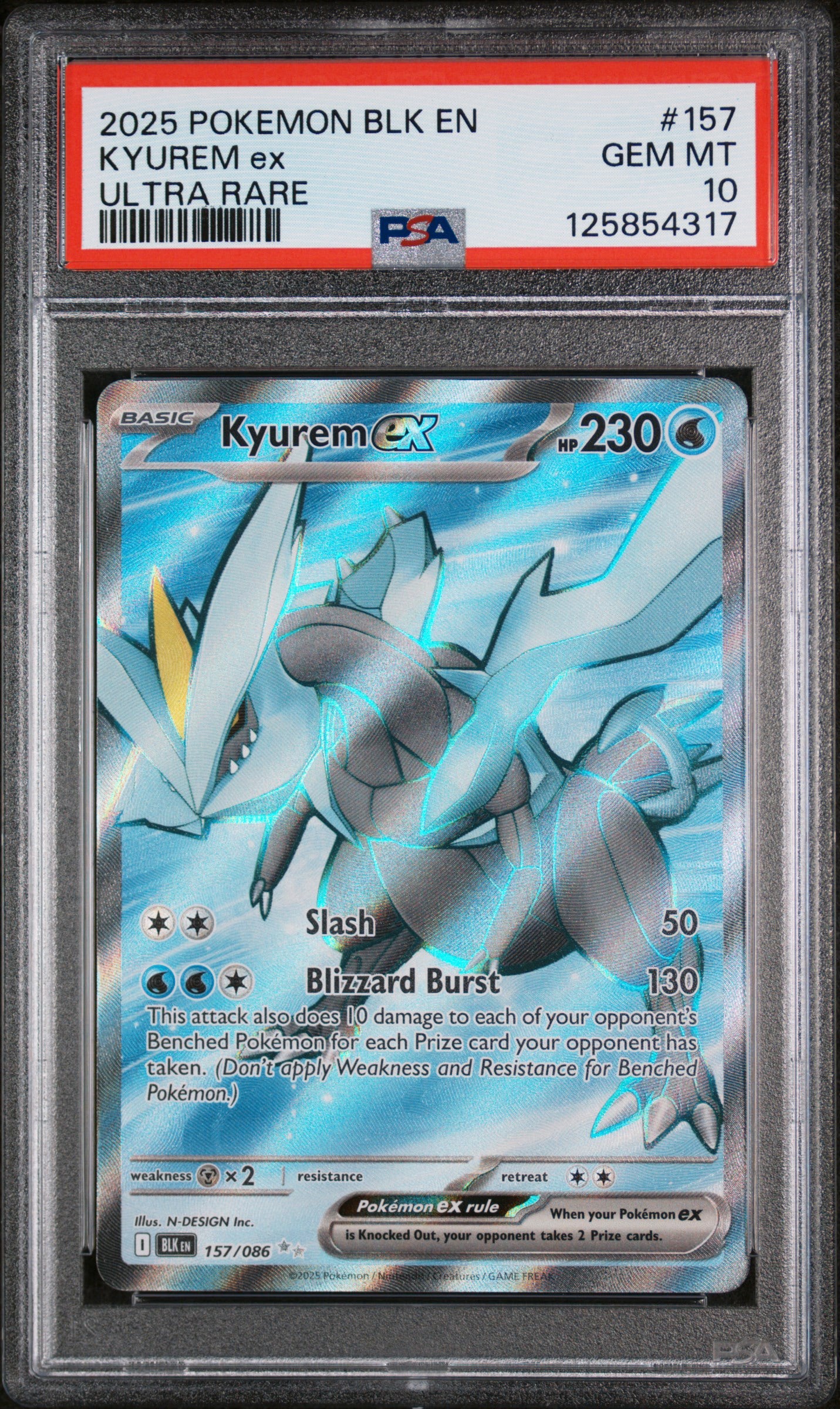 KYUREM ex ULTRA RARE 2025 POKEMON BLK EN-BLACK BOLT PSA GEM MT 10