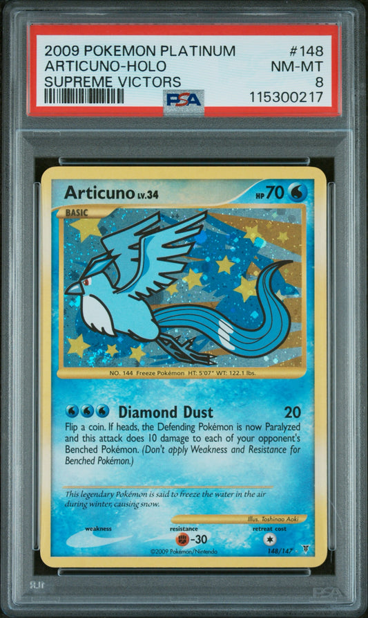 ARTICUNO-HOLO SUPREME VICTORS 2009 POKEMON PLATINUM SUPREME VICTORS PSA NM-MT 8