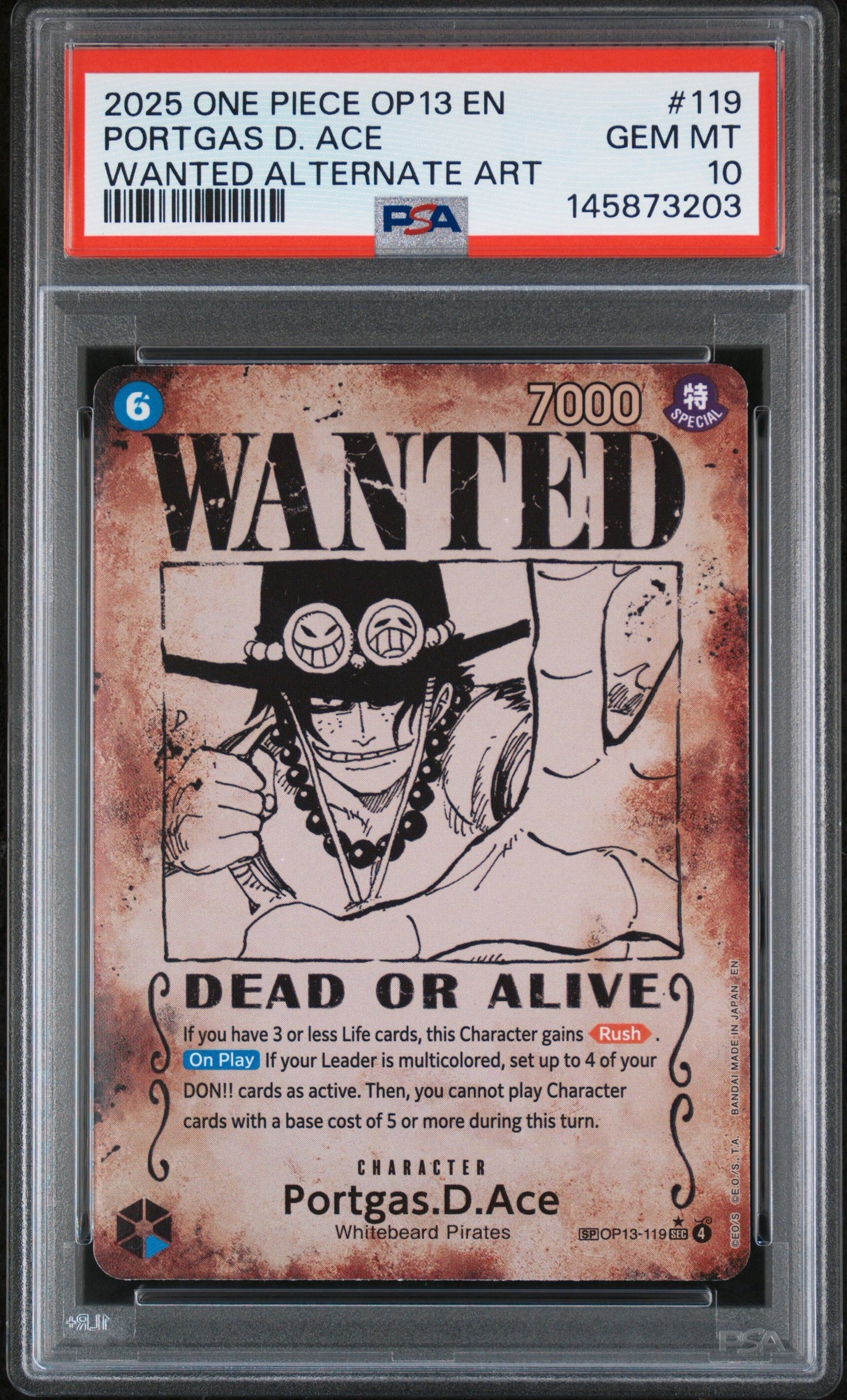 Portgas.D.Ace Wanted PSA 10