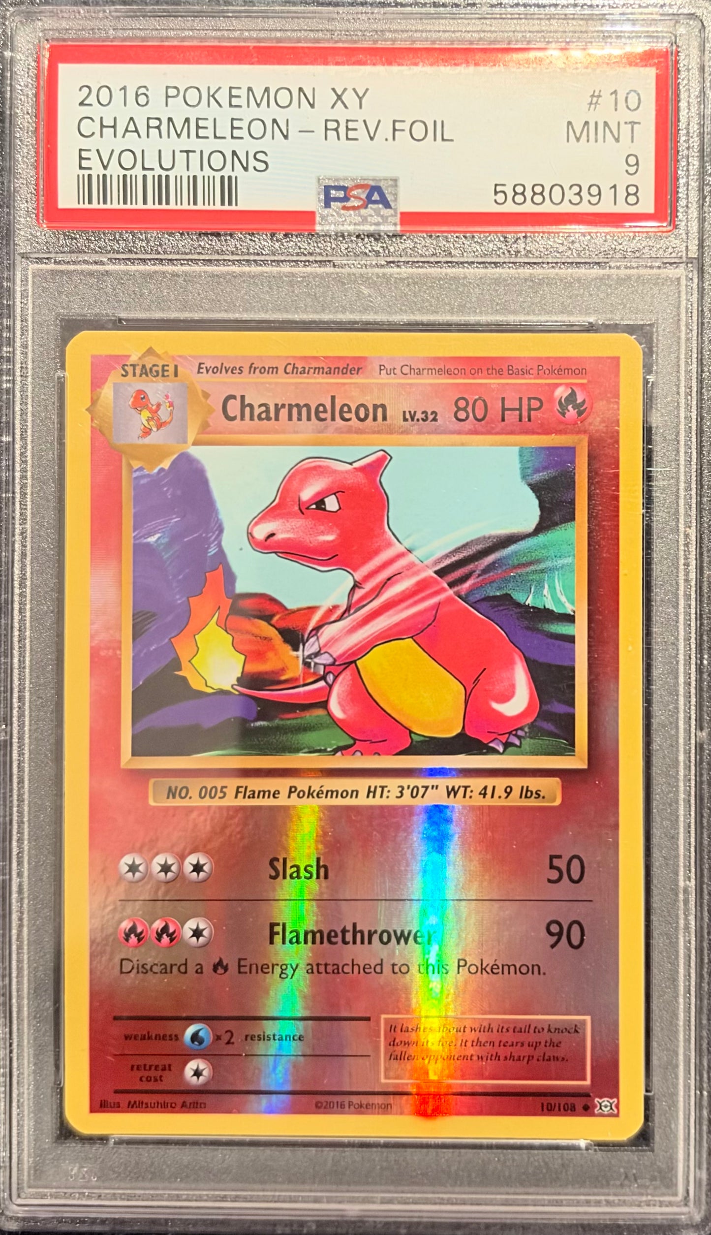 2016 POKEMON XY EVOLUTIONS #10 CHARMELEON-REV.FOIL EVOLUTIONS PSA 9