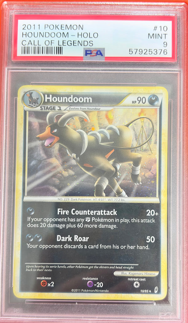 2011 POKEMON CALL OF LEGENDS #10 HOUNDOOM-HOLO CALL OF LEGENDS PSA 9