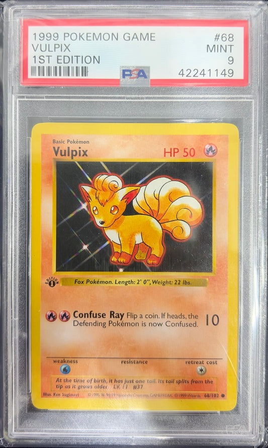1999 POKEMON GAME #68 VULPIX 1ST EDITION PSA 9