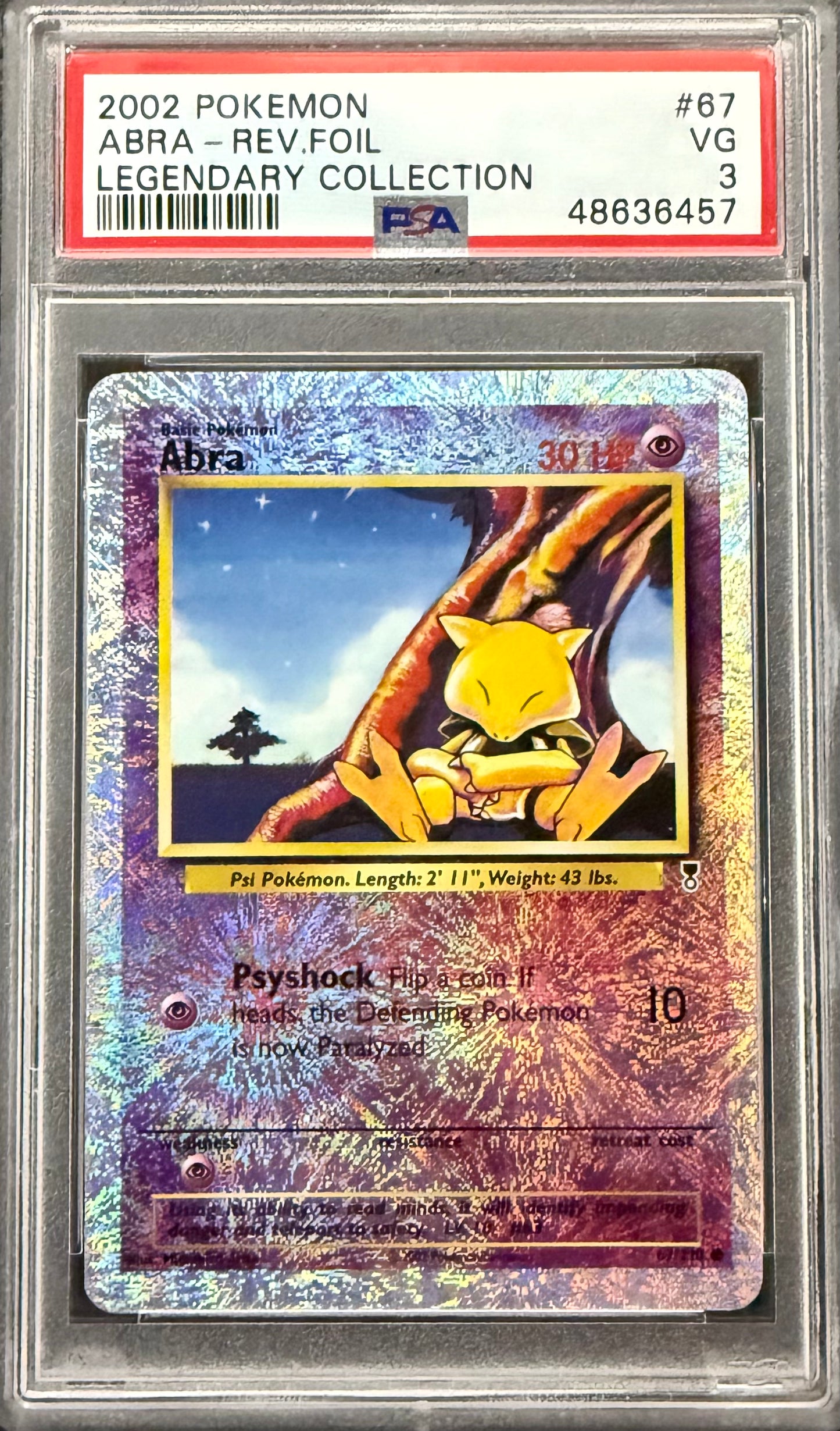 2002 POKEMON LEGENDARY COLLECTION #67 ABRA-REV.FOIL LEGENDARY COLLECTION PSA 3