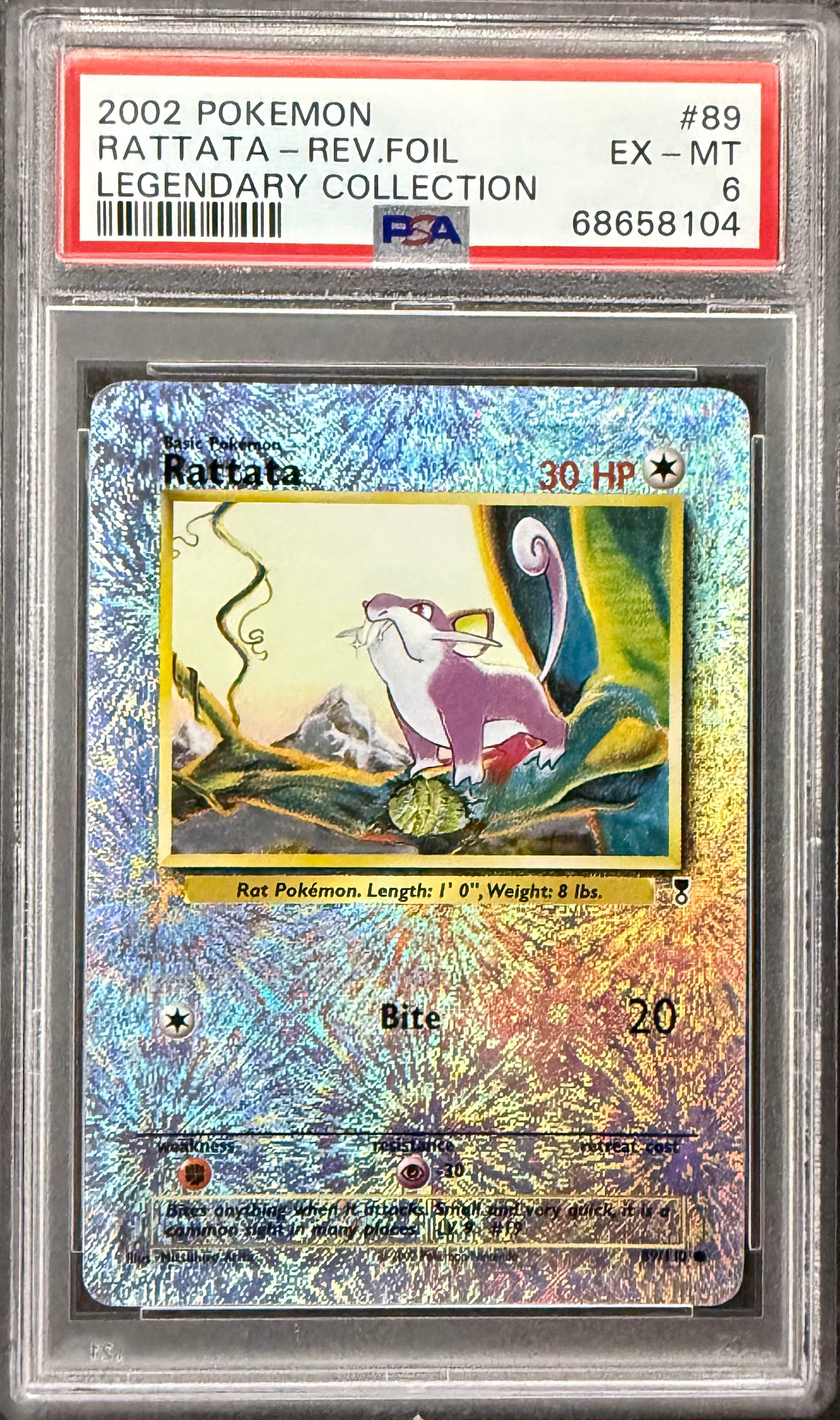 2002 POKEMON LEGENDARY COLLECTION #89 RATTATA-REV.FOIL LEGENDARY COLLECTION PSA 6