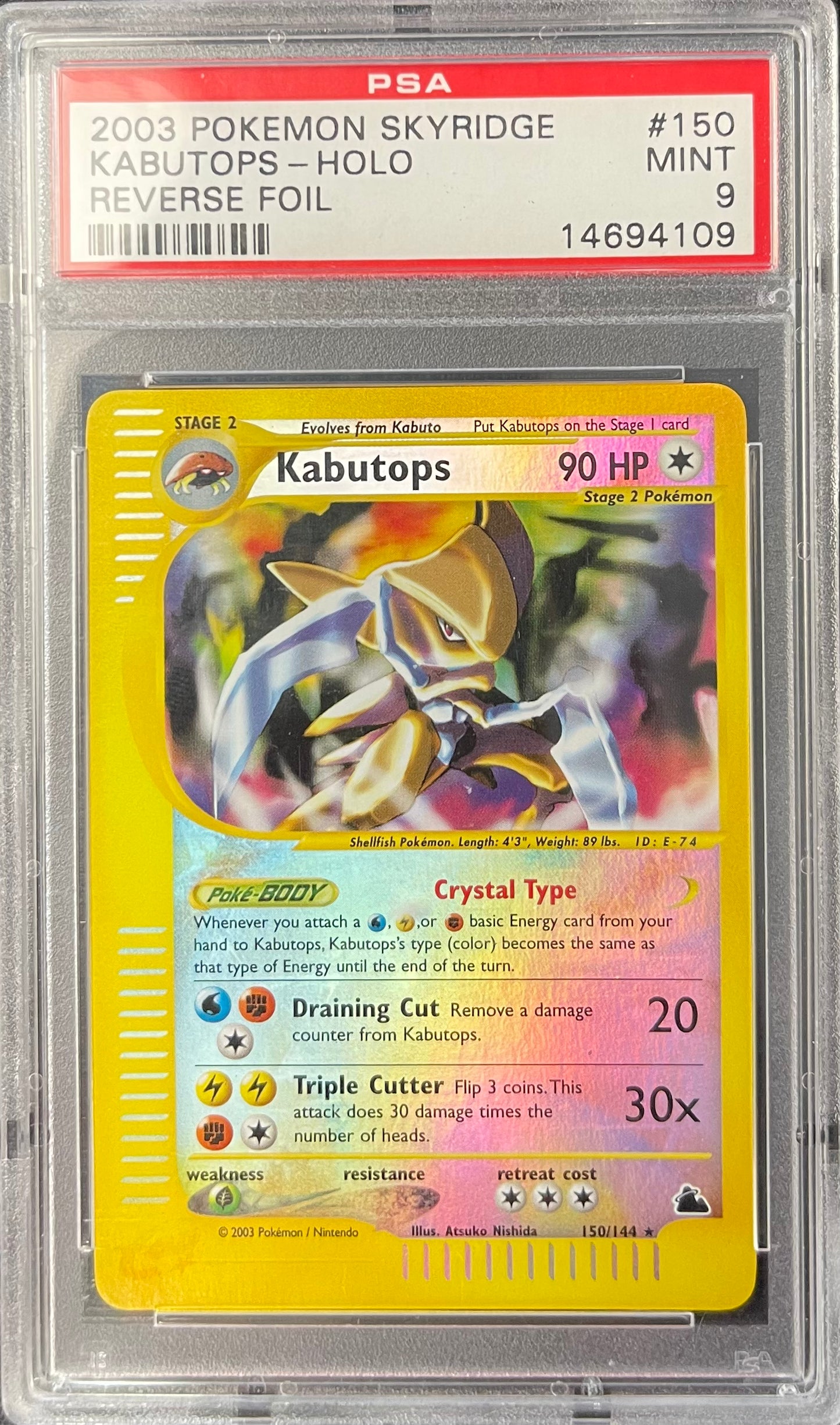 Kabutops Reverse Crystal PSA 9