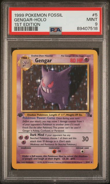 GENGAR-HOLO 1ST EDITION 1999 POKEMON FOSSIL PSA MINT 9