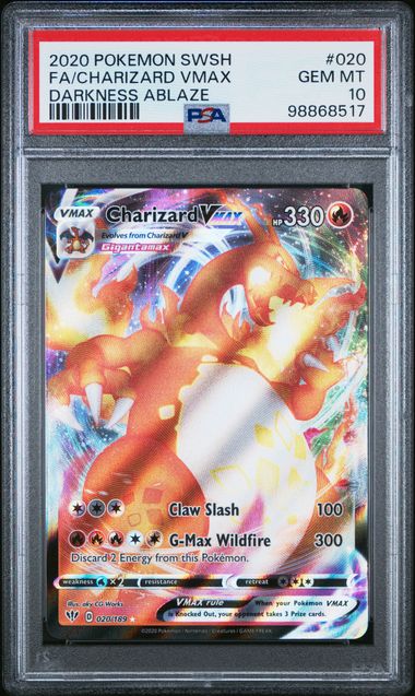 2020 POKEMON SWORD & SHIELD DARKNESS ABLAZE #020 FA/CHARIZARD VMAX DARKNESS ABLAZE PSA 10