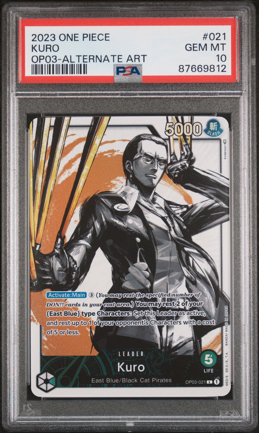 KURO ALTERNATE ART 2023 ONE PIECE OP03-PILLARS OF STRENGTH PSA GEM MT 10