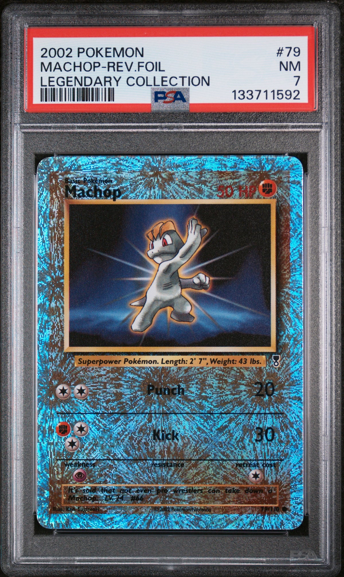 2002 POKEMON LEGENDARY COLLECTION #79 MACHOP-REV.FOIL LEGENDARY COLLECTION PSA 7