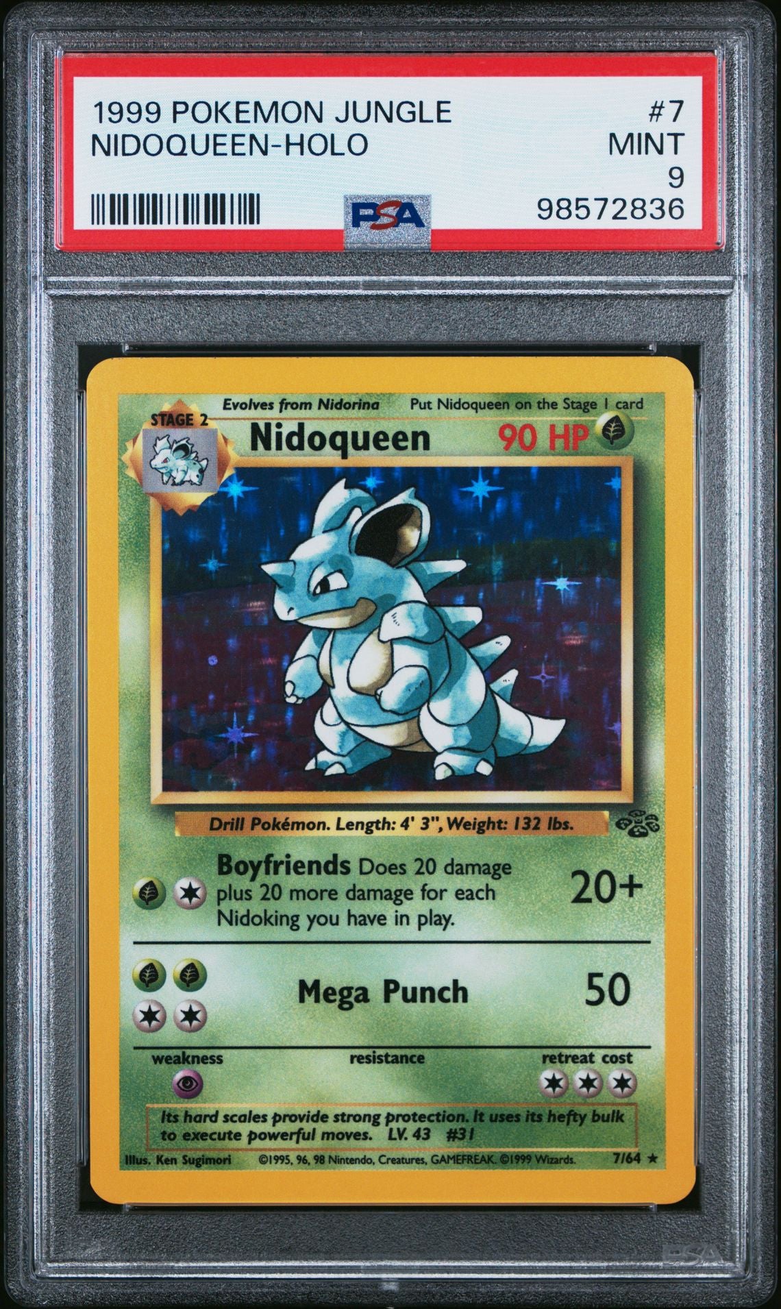 NIDOQUEEN-HOLO 1999 POKEMON JUNGLE PSA MINT 9