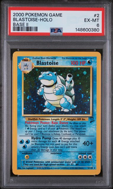 2000 POKEMON GAME BASE II #2 BLASTOISE-HOLO BASE II PSA 6