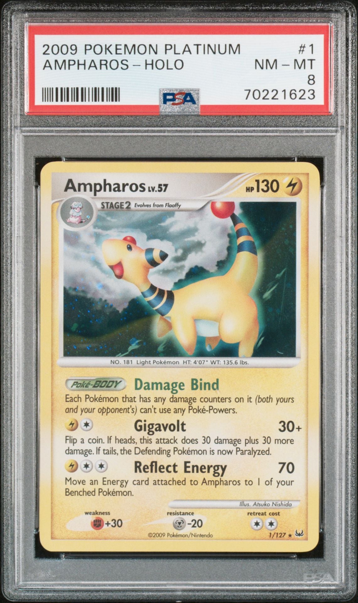 AMPHAROS-HOLO 2009 POKEMON PLATINUM PSA NM-MT 8