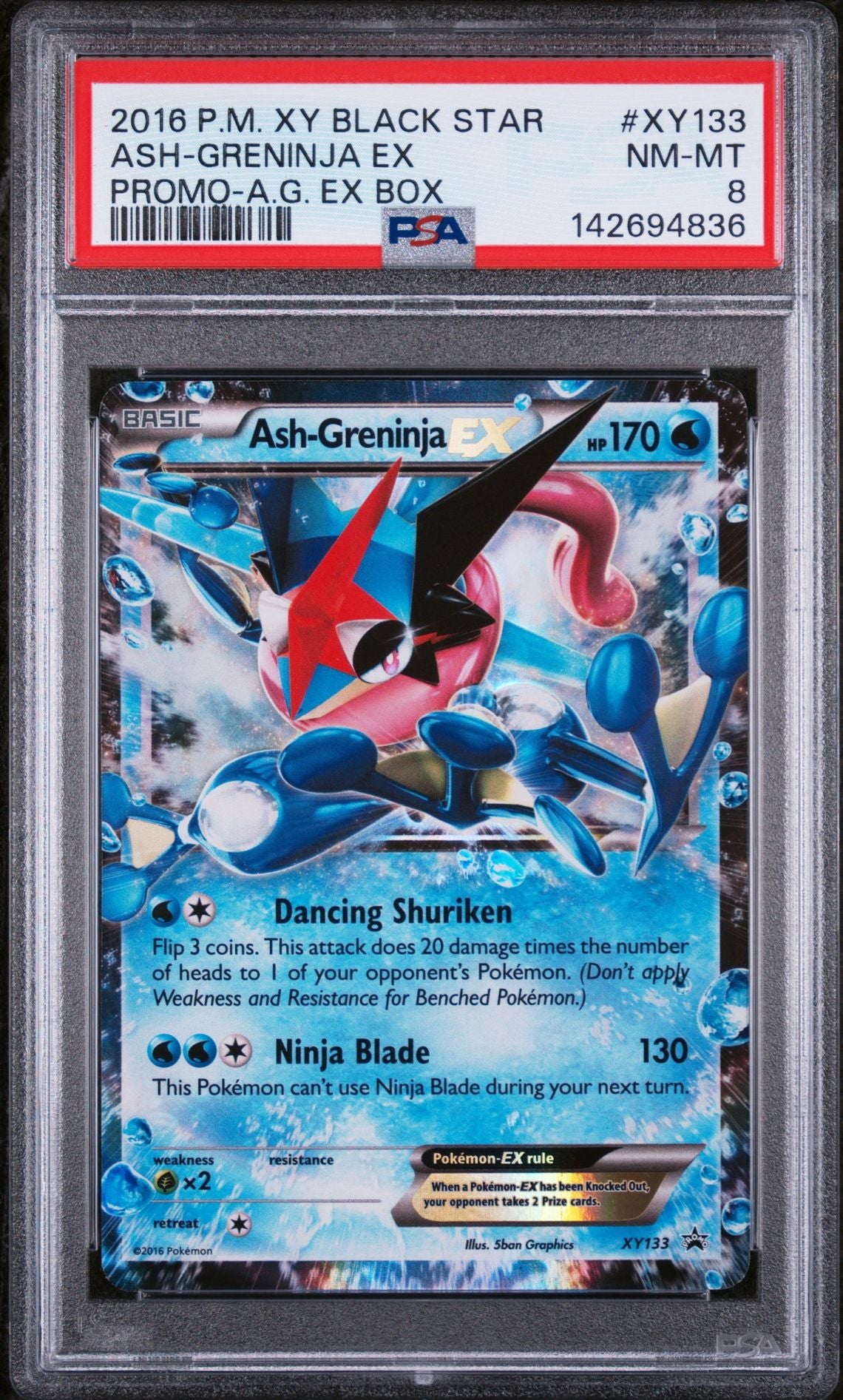 ASH-GRENINJA EX PROMO-A.G. EX BOX 2016 POKEMON XY BLACK STAR PROMO PSA NM-MT 8