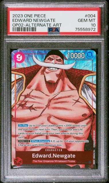 EDWARD NEWGATE ALTERNATE ART 2023 ONE PIECE OP02-PARAMOUNT WAR PSA GEM MT 10