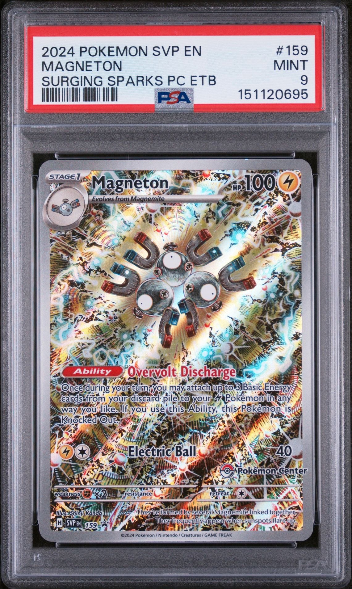 MAGNETON SURGING SPARKS PC ETB 2024 POKEMON SVP EN-SV BLACK STAR PROMO PSA MINT 9