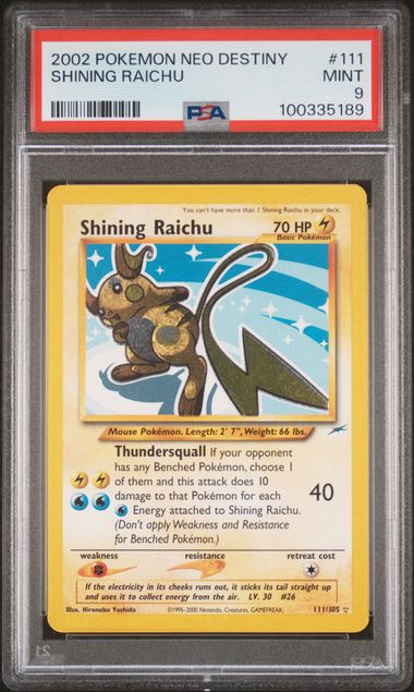SHINING RAICHU 2002 POKEMON NEO DESTINY PSA MINT 9