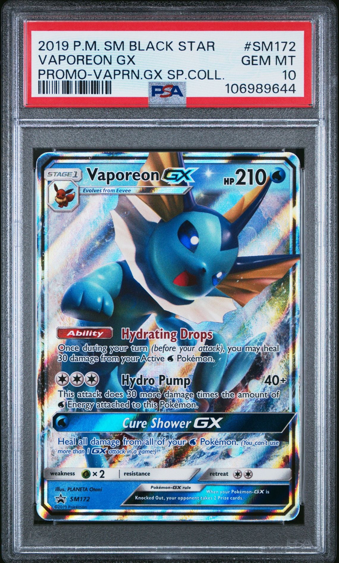VAPOREON GX PROMO-VAPRN.GX SP.COLL. 2019 POKEMON SM BLACK STAR PROMO PSA GEM MT 10