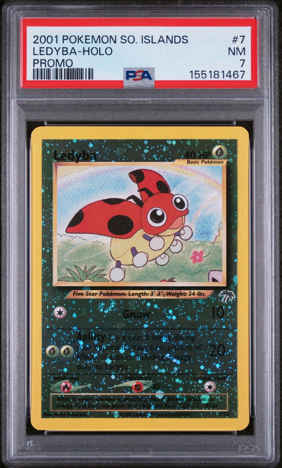 LEDYBA-HOLO PROMO 2001 POKEMON SOUTHERN ISLANDS PROMO PSA NM 7