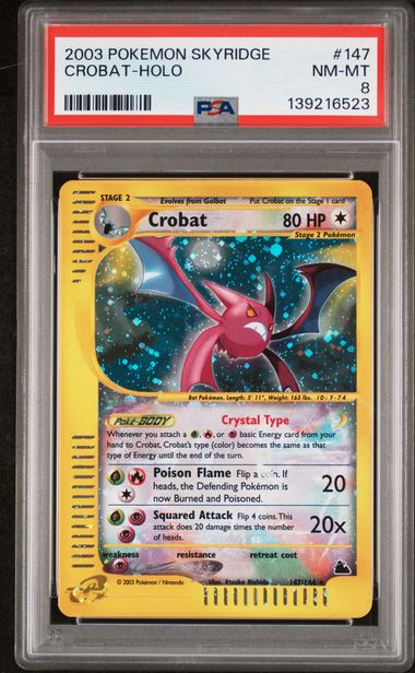 2003 POKEMON SKYRIDGE #147 CROBAT-HOLO PSA 8