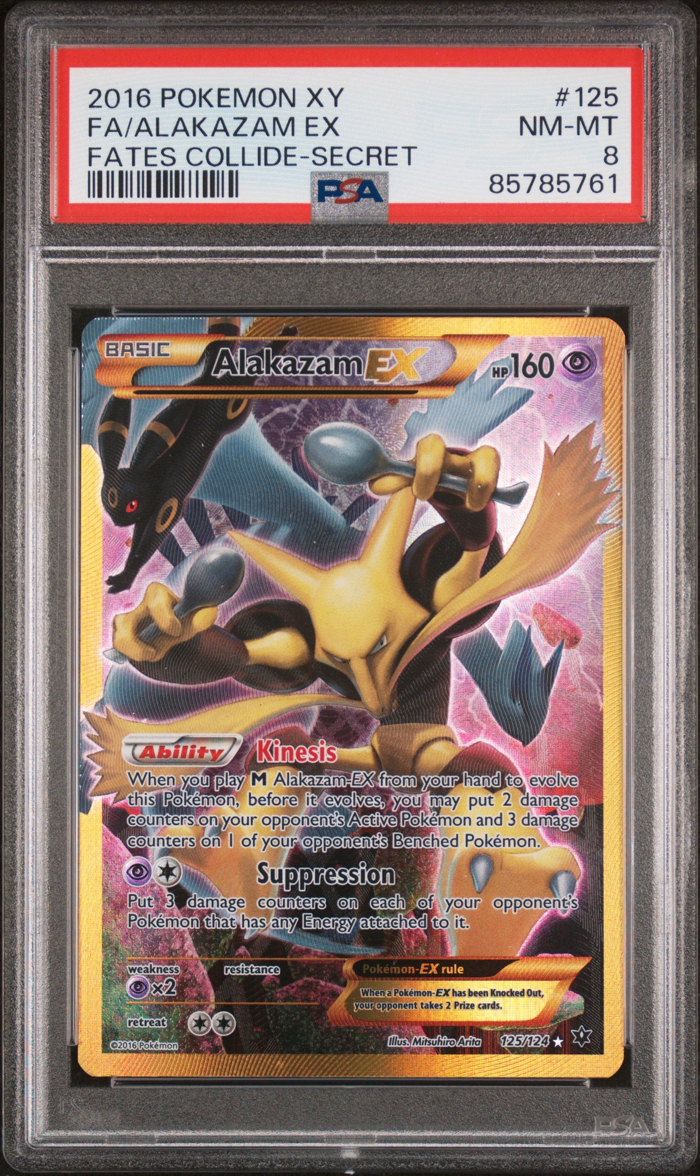 FA/ALAKAZAM EX FATES COLLIDE-SECRET 2016 POKEMON XY FATES COLLIDE PSA NM-MT 8