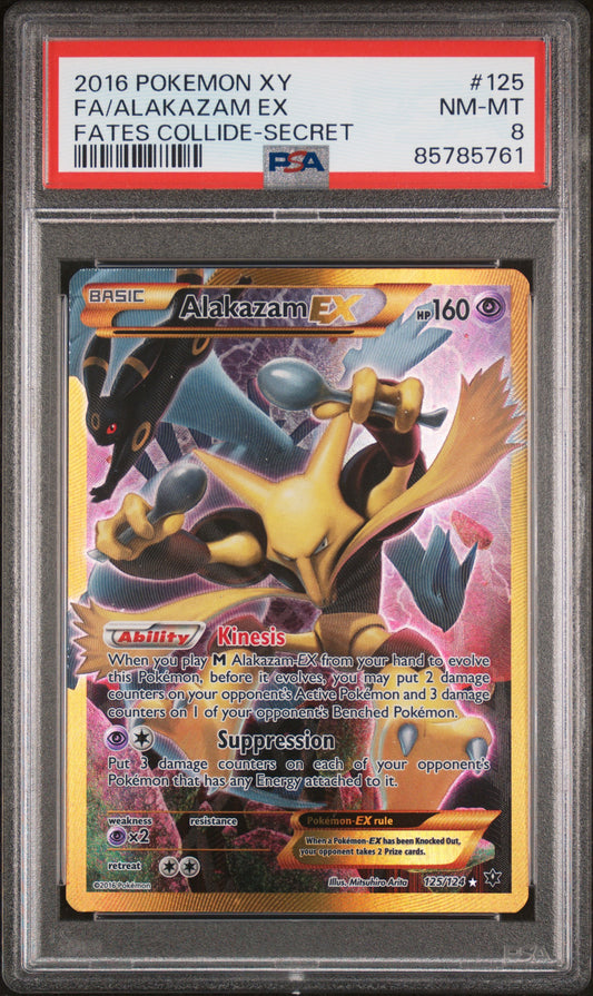 FA/ALAKAZAM EX FATES COLLIDE-SECRET 2016 POKEMON XY FATES COLLIDE PSA NM-MT 8