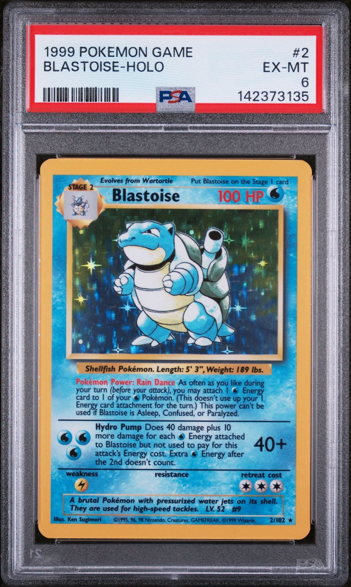 BLASTOISE-HOLO 1999 POKEMON GAME PSA EX-MT 6