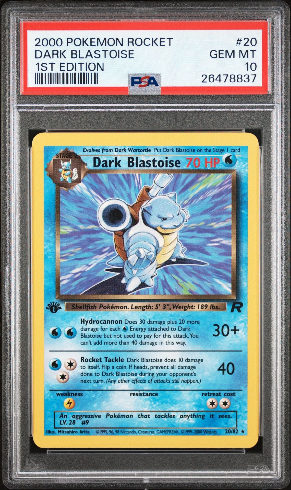 DARK BLASTOISE 1ST EDITION 2000 POKEMON ROCKET PSA GEM MT 10
