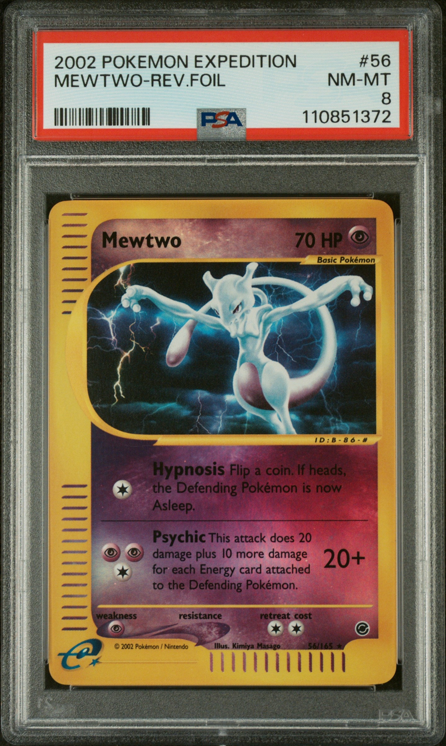 MEWTWO-REV.FOIL 2002 POKEMON EXPEDITION PSA NM-MT 8