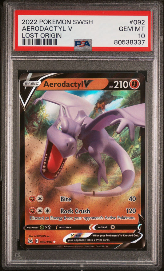 AERODACTYL V LOST ORIGIN 2022 POKEMON SWORD & SHIELD LOST ORIGIN PSA GEM MT 10