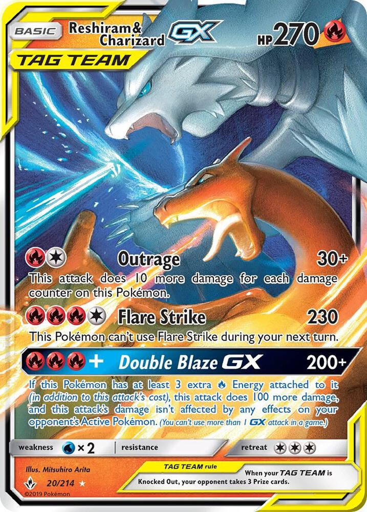 Reshiram & Charizard GX 20/214 - NM