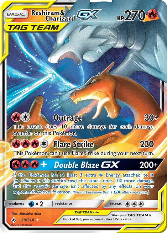 Reshiram & Charizard GX 20/214 - NM