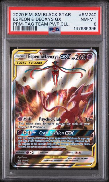 Espeon & Deoxys GX PSA 8
