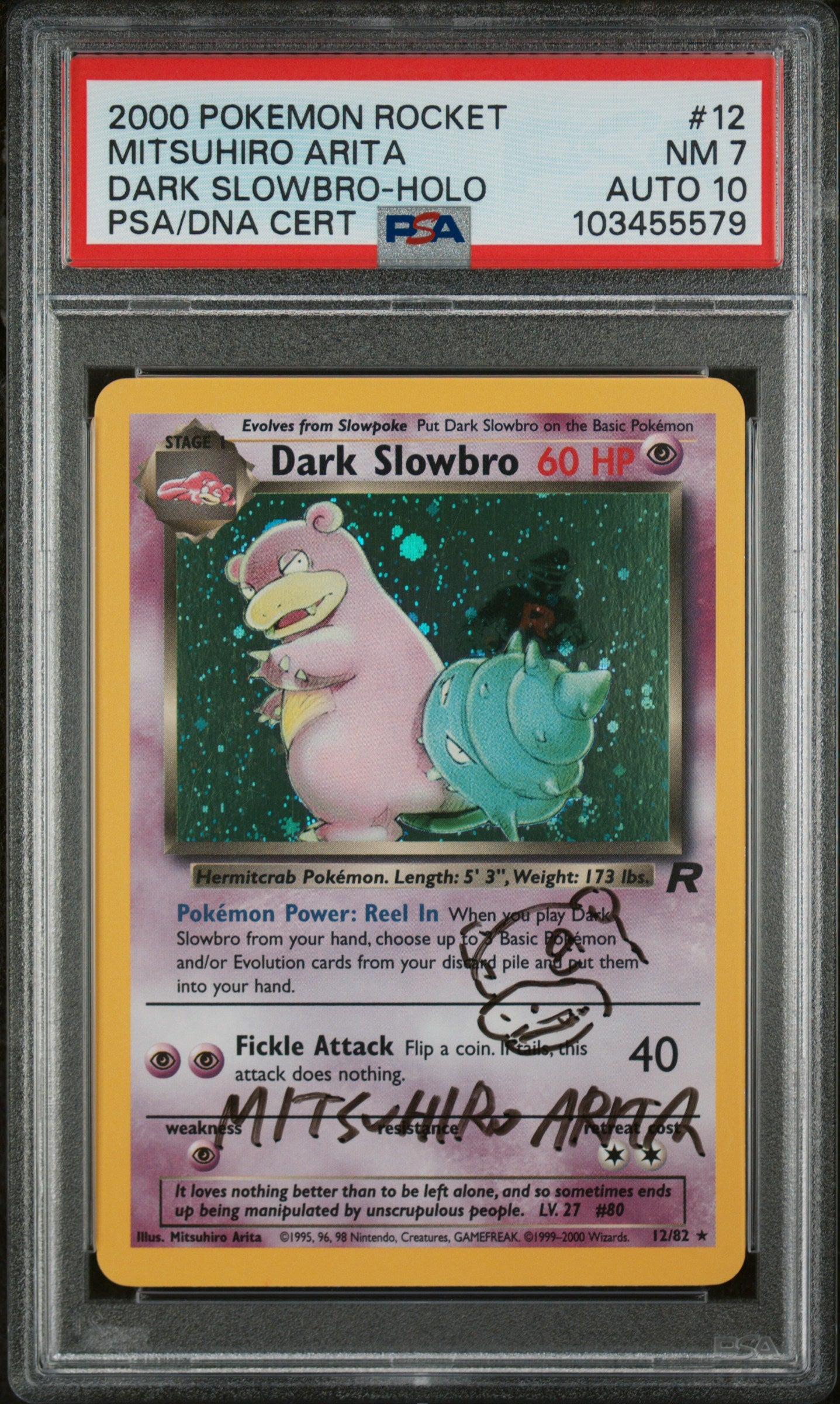 DARK SLOWBRO-HOLO DARK SLOWBRO-HOLO 2000 POKEMON ROCKET PSA NM 7