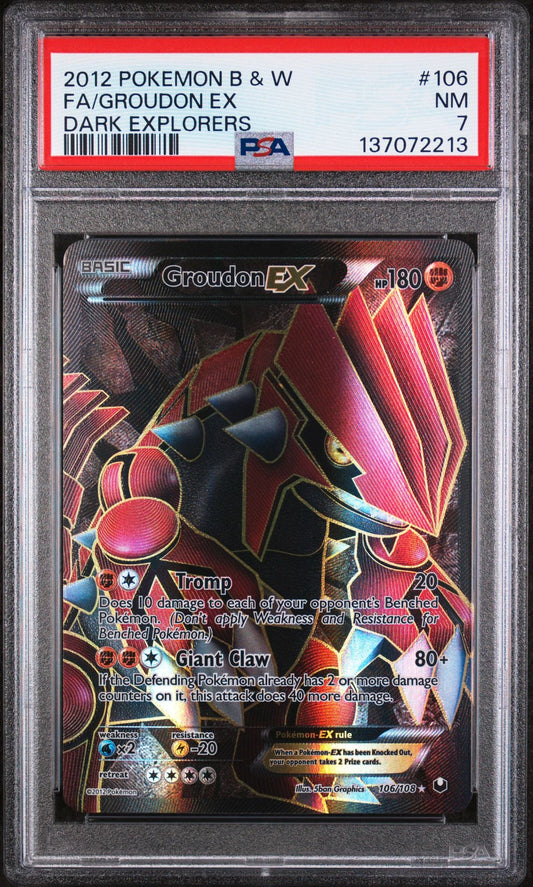 FA/GROUDON EX DARK EXPLORERS 2012 POKEMON BLACK & WHITE DARK EXPLORERS PSA NM 7