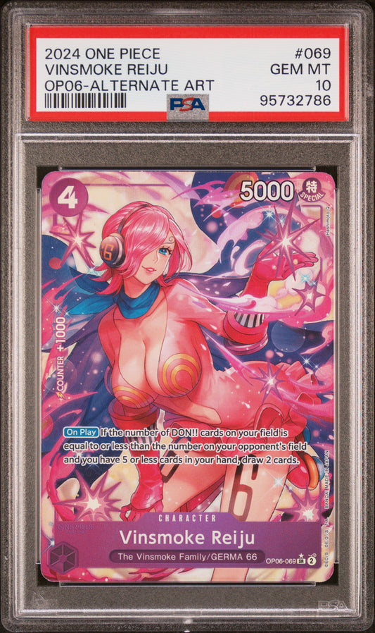 VINSMOKE REIJU ALTERNATE ART 2024 ONE PIECE OP06-WINGS OF THE CAPTAIN PSA GEM MT 10