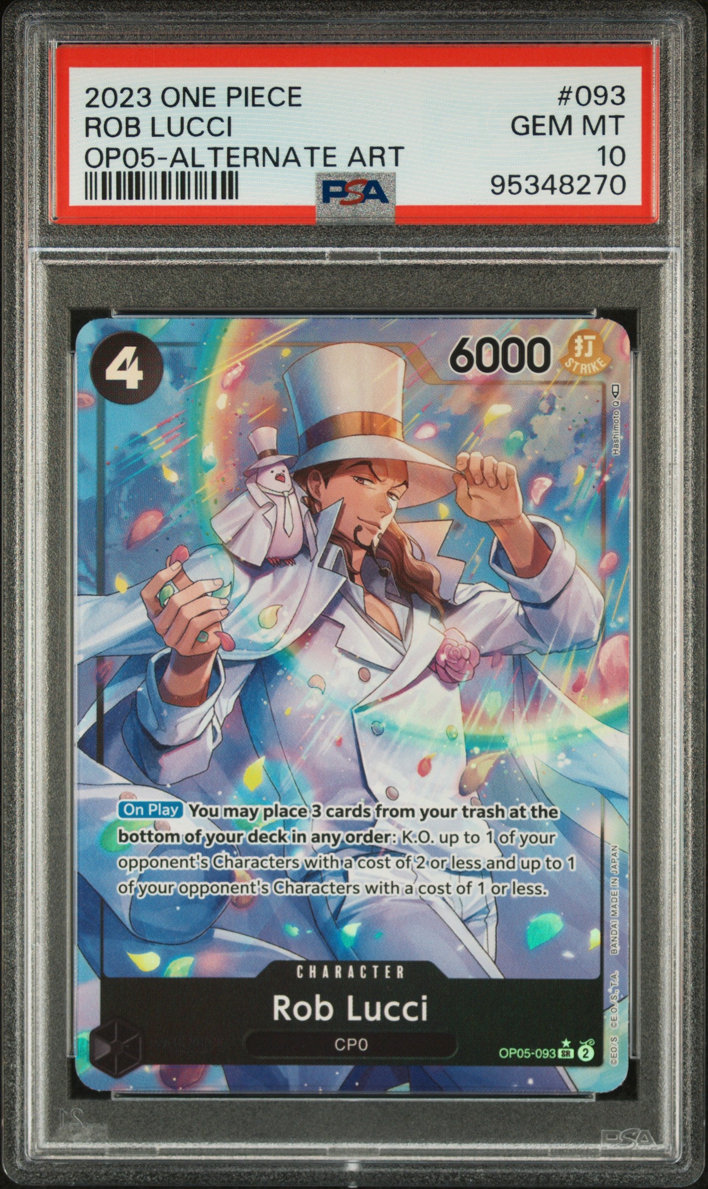 ROB LUCCI ALTERNATE ART 2023 ONE PIECE OP05-AWAKENING OF THE NEW ERA PSA GEM MT 10