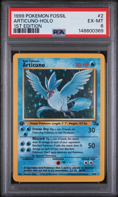 1999 POKEMON FOSSIL #2 ARTICUNO-HOLO 1ST EDITION PSA 6