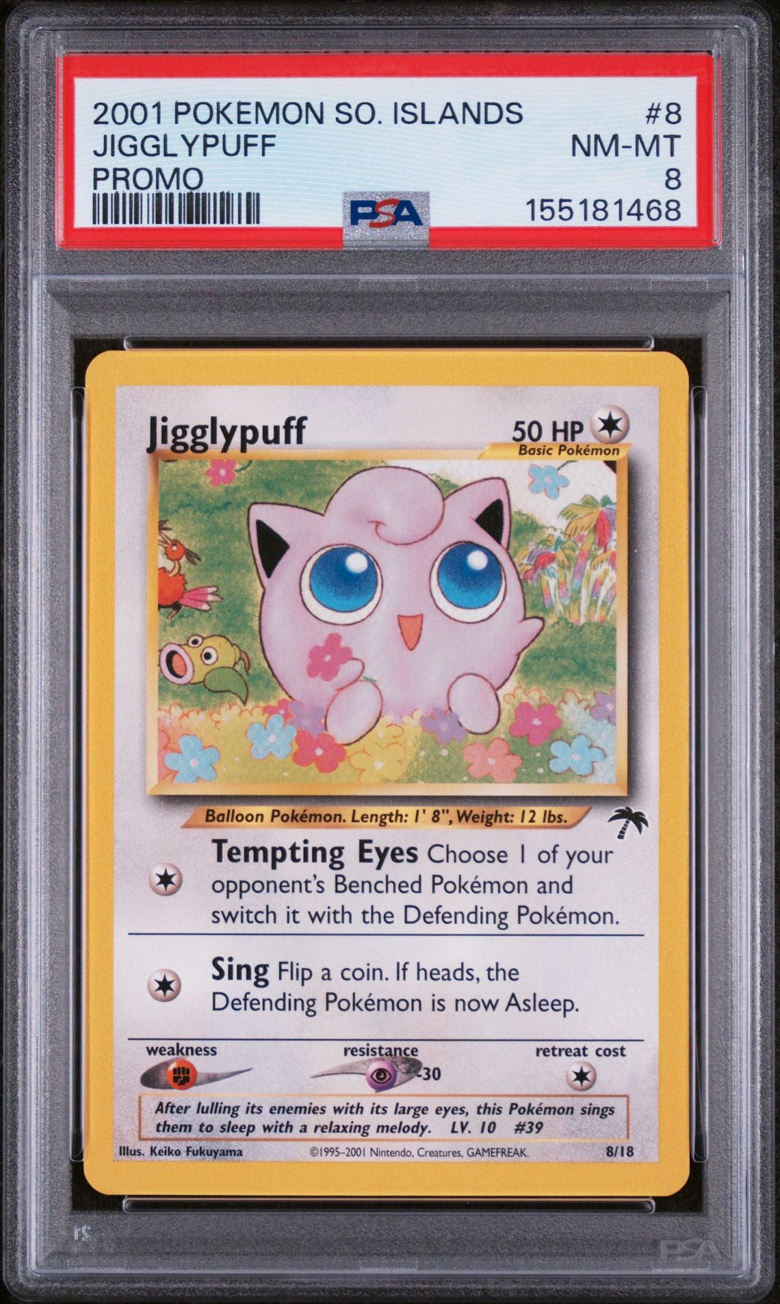 JIGGLYPUFF PROMO 2001 POKEMON SOUTHERN ISLANDS PROMO PSA NM-MT 8
