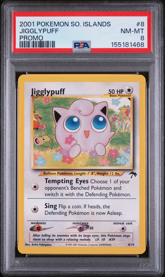 JIGGLYPUFF PROMO 2001 POKEMON SOUTHERN ISLANDS PROMO PSA NM-MT 8