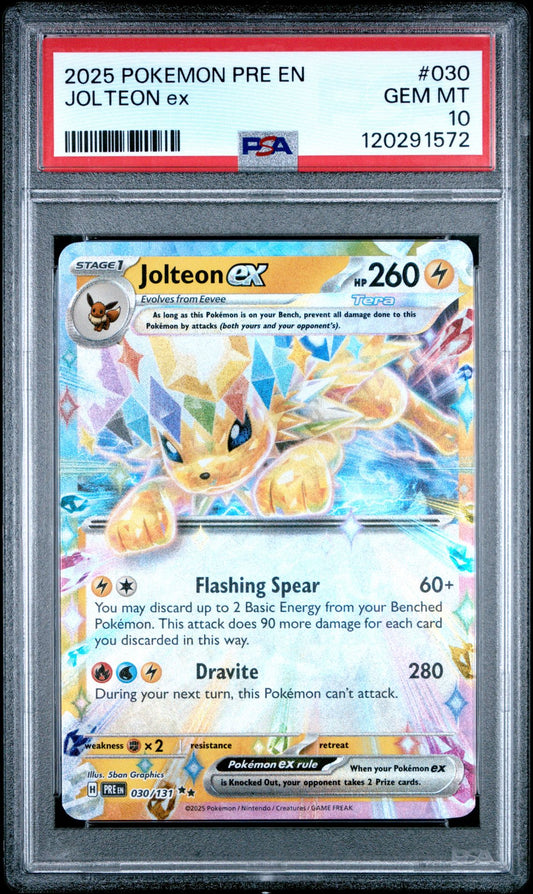 JOLTEON ex 2025 POKEMON PRE EN-PRISMATIC EVOLUTIONS PSA GEM MT 10