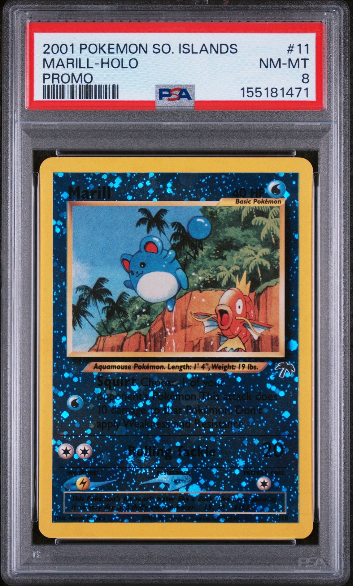 MARILL-HOLO PROMO 2001 POKEMON SOUTHERN ISLANDS PROMO PSA NM-MT 8