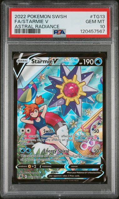 2022 POKEMON SWORD & SHIELD ASTRAL RADIANCE #TG13 FA/STARMIE V ASTRAL RADIANCE PSA 10