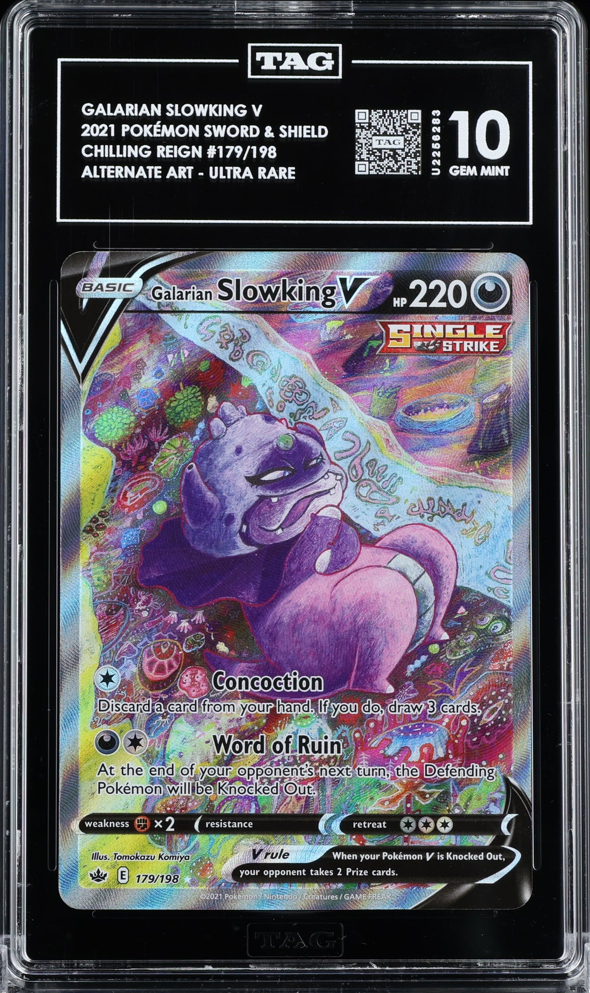 Galarian Slowking V Full Art - Ultra Rare 2021 Pokémon Sword & Shield TAG 10 GEM MINT