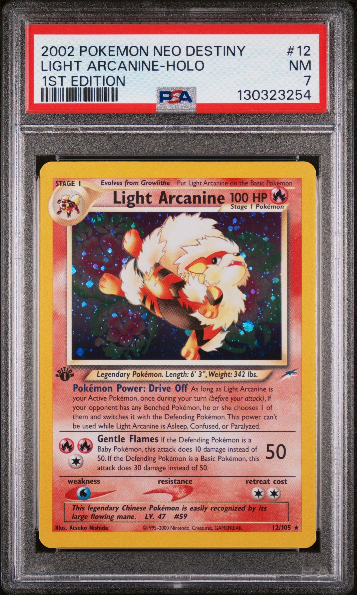 LIGHT ARCANINE-HOLO 1ST EDITION 2002 POKEMON NEO DESTINY PSA NM 7