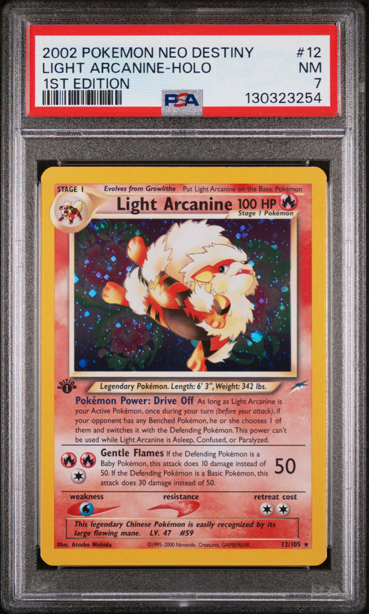 LIGHT ARCANINE-HOLO 1ST EDITION 2002 POKEMON NEO DESTINY PSA NM 7