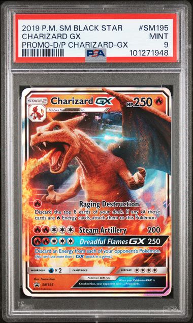 2019 POKEMON SUN & MOON BLACK STAR PROMOS #SM195 CHARIZARD GX PROMO-D/P CHARIZARD-GX PSA 9
