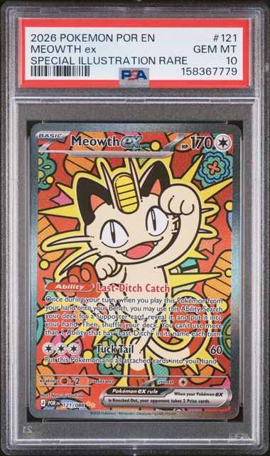 2026 POKEMON POR EN-PERFECT ORDER #121 MEOWTH ex SPECIAL ILLUSTRATION RARE PSA 10