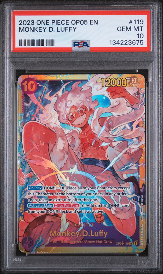 MONKEY D. LUFFY 2023 ONE PIECE OP05-AWAKENING OF THE NEW ERA PSA GEM MT 10