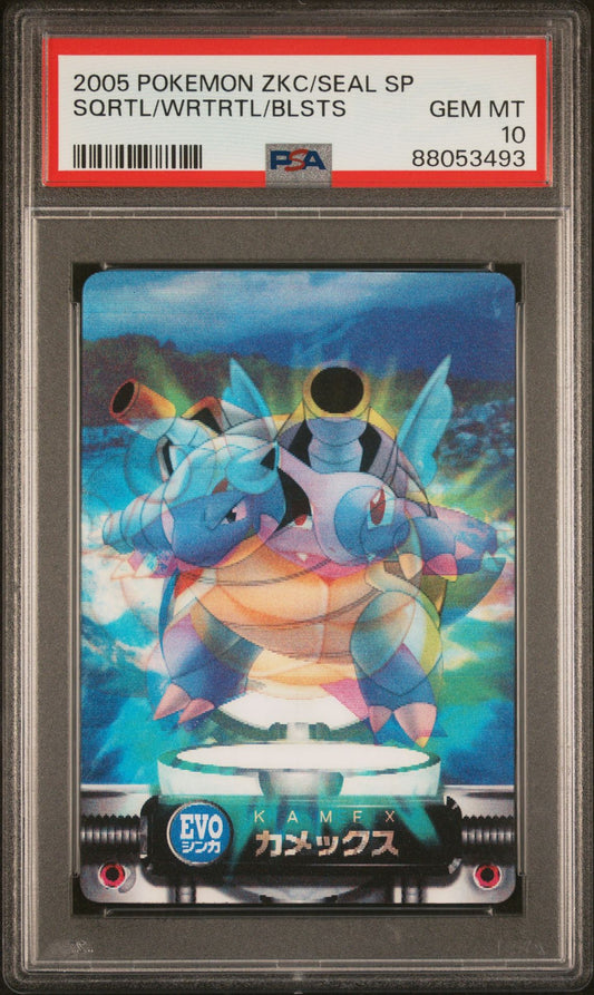 SQRTL/WRTRTL/BLSTS 2005 CARDDASS POKEMON ADVANCED GENERATION ZUKANCARD & SEAL SP PSA GEM MT 10